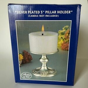 New Silver Plated 5" Pillar Candle Holder